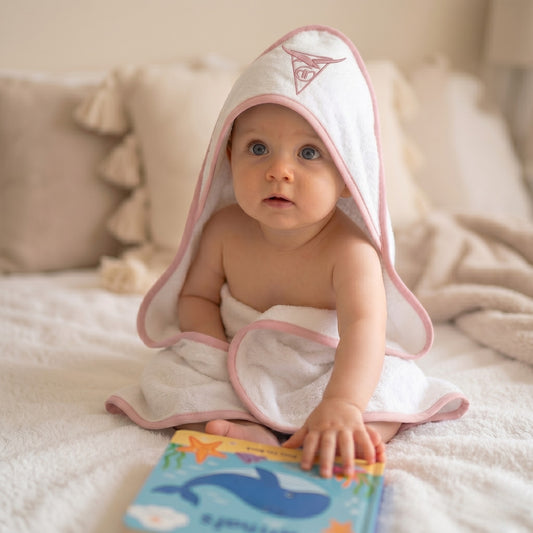 Cape de Bain bébé Rose - Logo CNM / Le Cercle