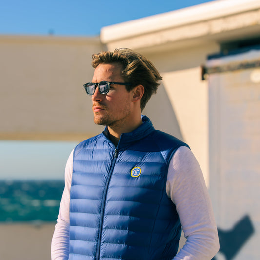 veste sans manche adulte CNM x Jott matelassé et remplissage en plume et duvet éthique 