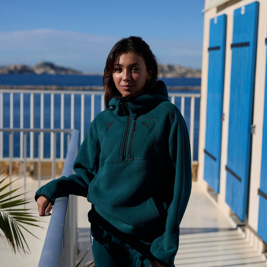 Veste Polaire 1/4 zipée verte PUMA